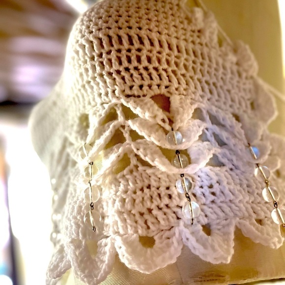 WHITE FESTIVAL OR SWIM TOP WITH CRYSTAL EMBELLISHMENTS - Picture 8 of 9